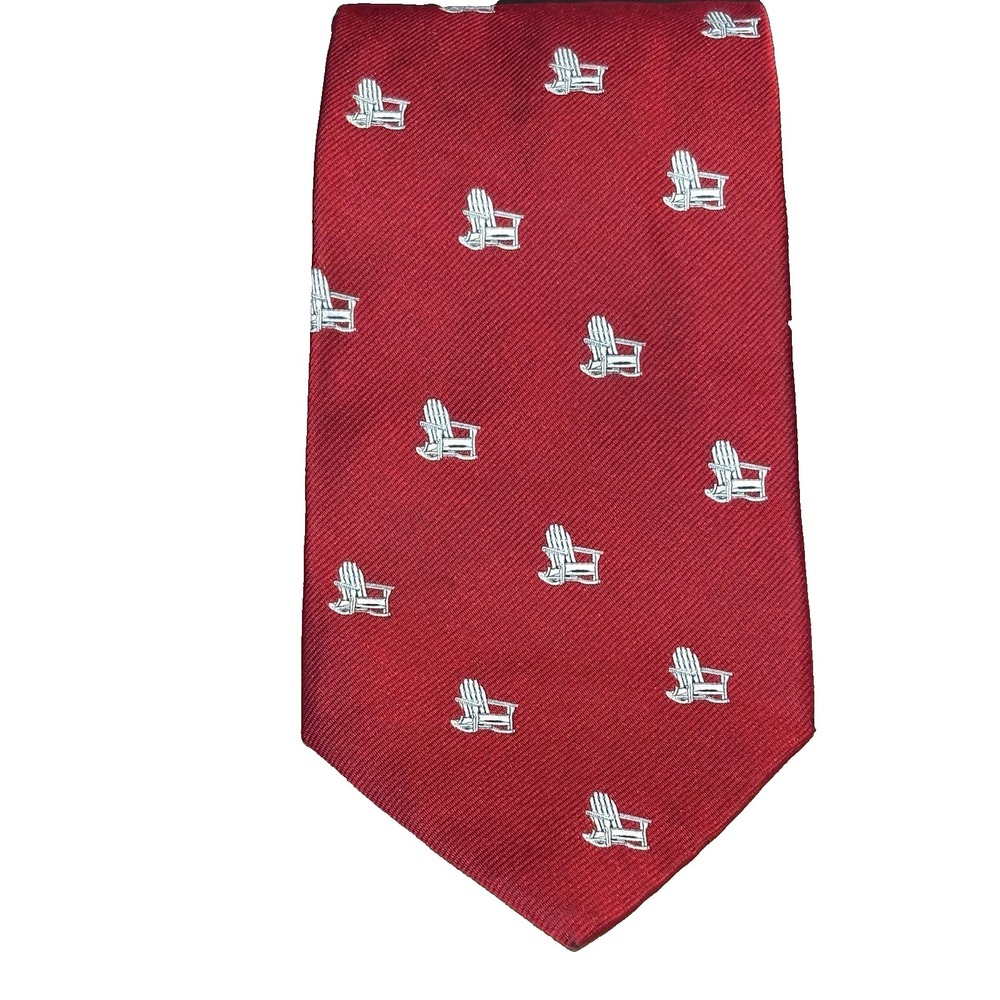 Brooks Brothers Adirondack Chair Country Club Tie Red Silk USA Made Woven Italy‎